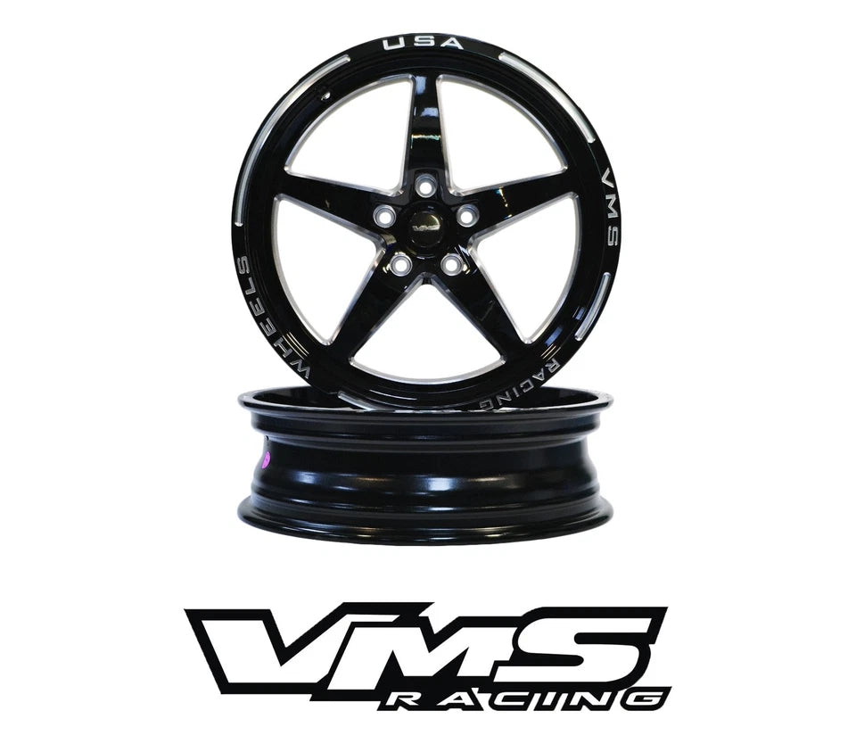 Set of Four VMS RACING V-STAR 17X10 and 18X5 DRAG PACK WHEELS RIMS SET FOR 05+ FORD MUSTANG